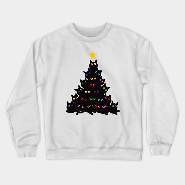 Black cats Christmas tree Crewneck Sweatshirt by UnikRay